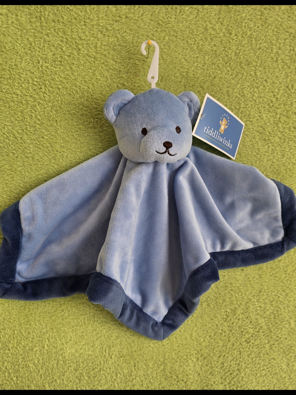 NWT 14x14 IN  Baby BOYS SECURITY BLANKET Tiddliwinks PLUSH Blue Bear LOVEY (Q2)